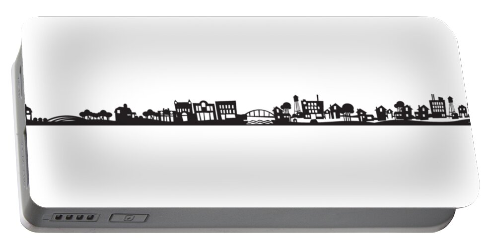 Tiny Town Portable Battery Charger featuring the digital art Tinytown Strip by Tim Nyberg