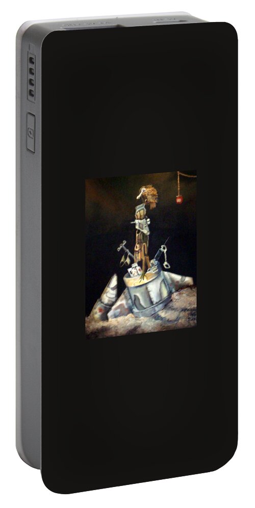 Surrealism Painting Portable Battery Charger featuring the painting To be World by Carlos Rodriguez