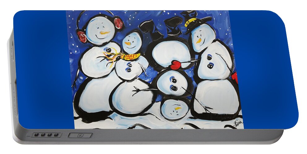 Snow Portable Battery Charger featuring the painting To the Beat of a Different Drum by Terri Einer