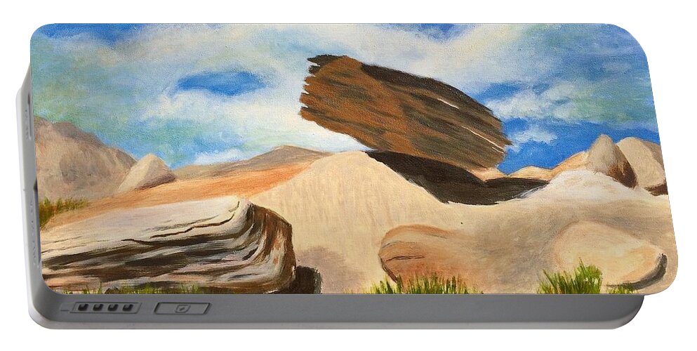 Art Portable Battery Charger featuring the painting Toadstool Park Nebraska by Dustin Miller