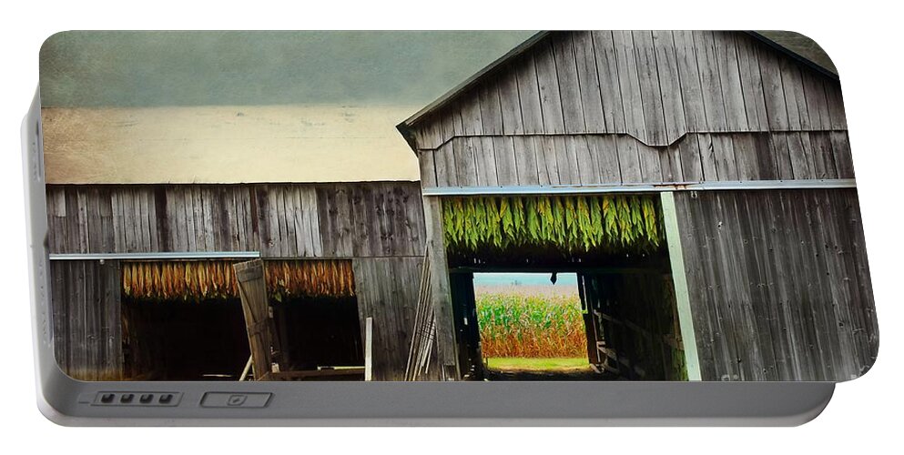 Farm Portable Battery Charger featuring the photograph Tobacco Drying by Beth Ferris Sale