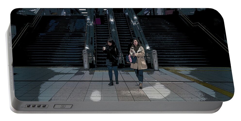 Escalator Portable Battery Charger featuring the photograph Tokyo Metro, Japan Poster by Perry Rodriguez