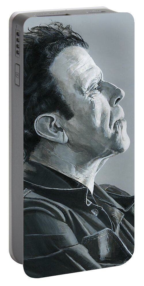 Tom Waits Portable Battery Charger featuring the painting Tom Waits by Matthew Mezo