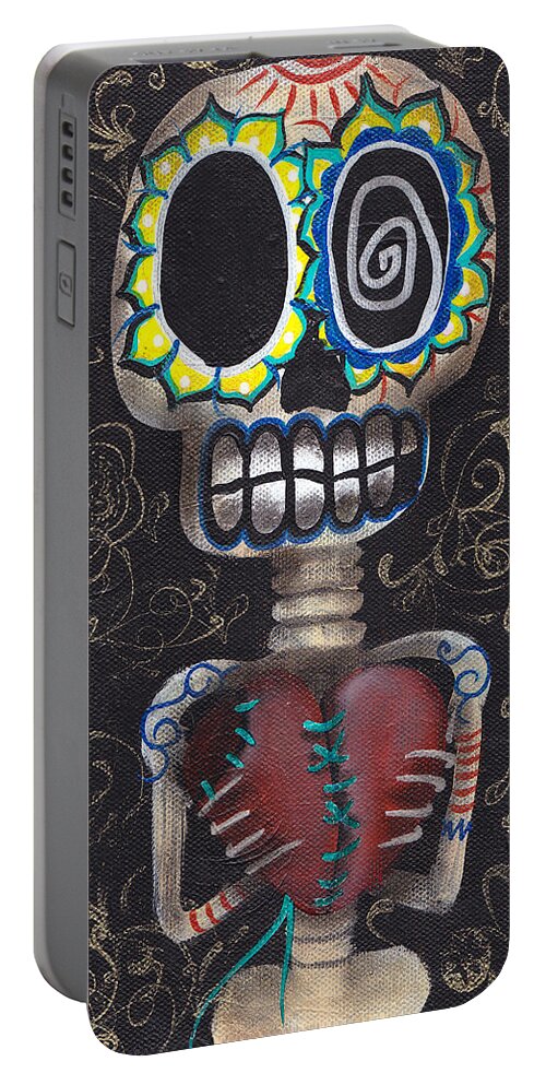 Day Of The Dead Portable Battery Charger featuring the painting Toma mi Corazon by Abril Andrade