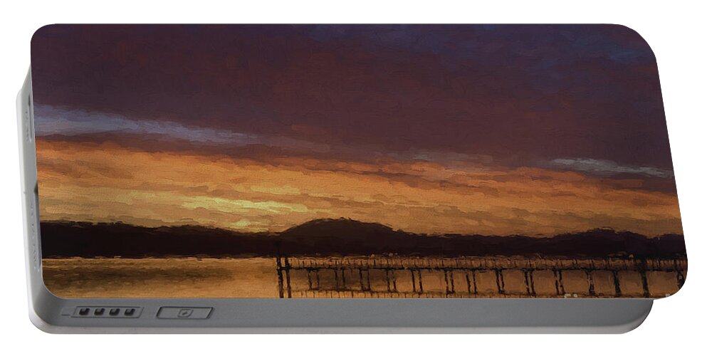 Paint Portable Battery Charger featuring the photograph Tomales Bay Sunrise - Painterly by David Gordon