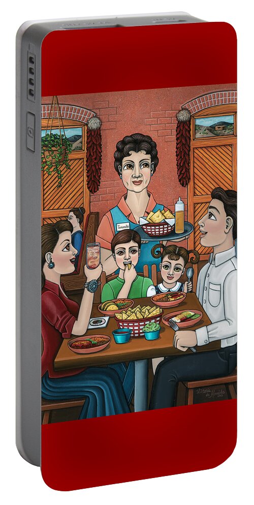 Tomasitas Portable Battery Charger featuring the painting Tomasitas Restaurant by Victoria De Almeida