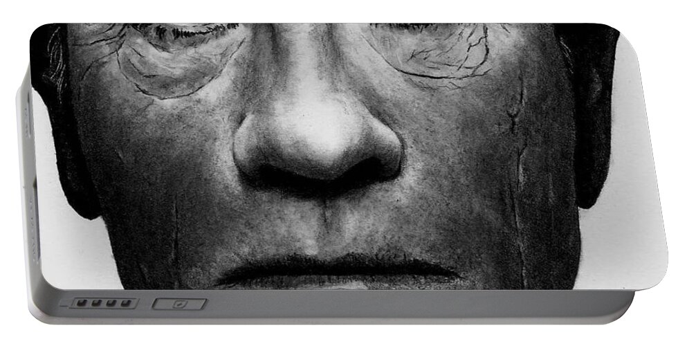 Tommy Lee Jones Portable Battery Charger featuring the drawing Tommy Lee Jones by Rick Fortson