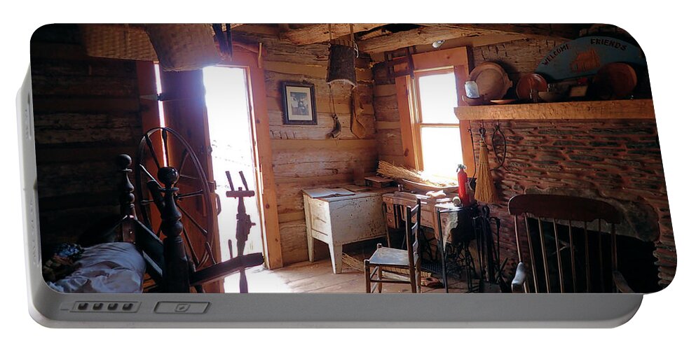 Cabin Portable Battery Charger featuring the photograph Tom's Old Fashion Cabin by Nicole Angell
