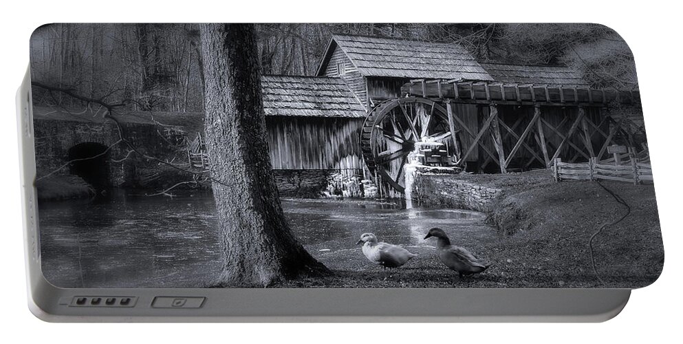 Mill Portable Battery Charger featuring the photograph Too Cold for the Ducks by Steve Hurt