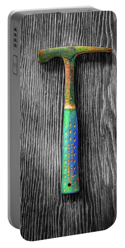 Art Portable Battery Charger featuring the photograph Tools On Wood 63 on BW by YoPedro