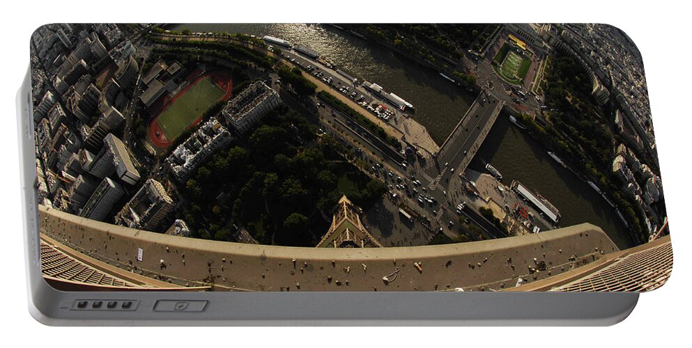 Eiffel Portable Battery Charger featuring the photograph Top of the Eiffel Tower by Micah May