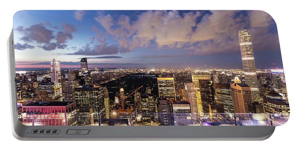 America Portable Battery Charger featuring the photograph Top of the Rock view in New York city by Didier Marti