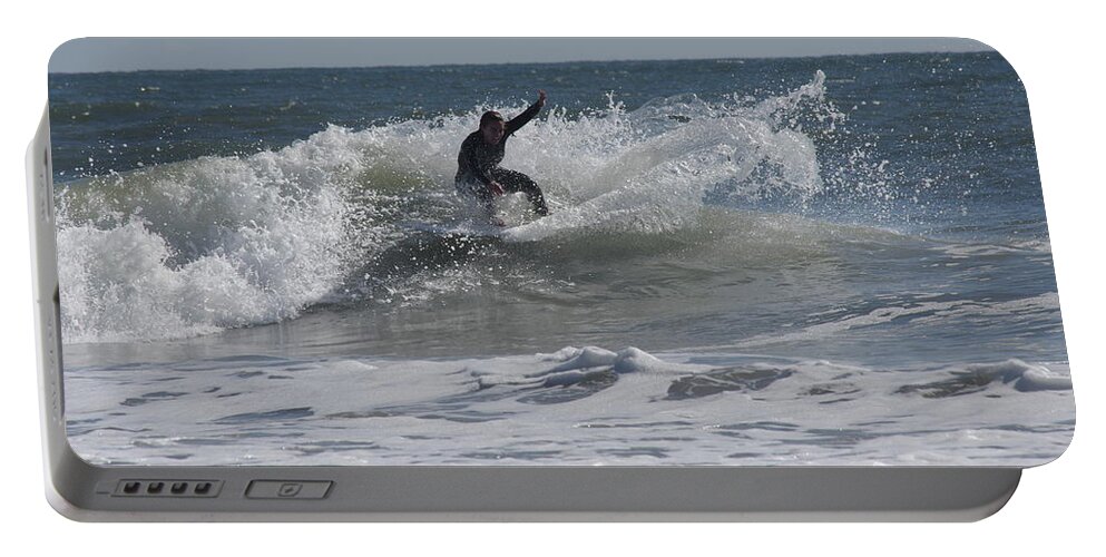 Surfing Portable Battery Charger featuring the photograph Top of the Wave by Greg Graham