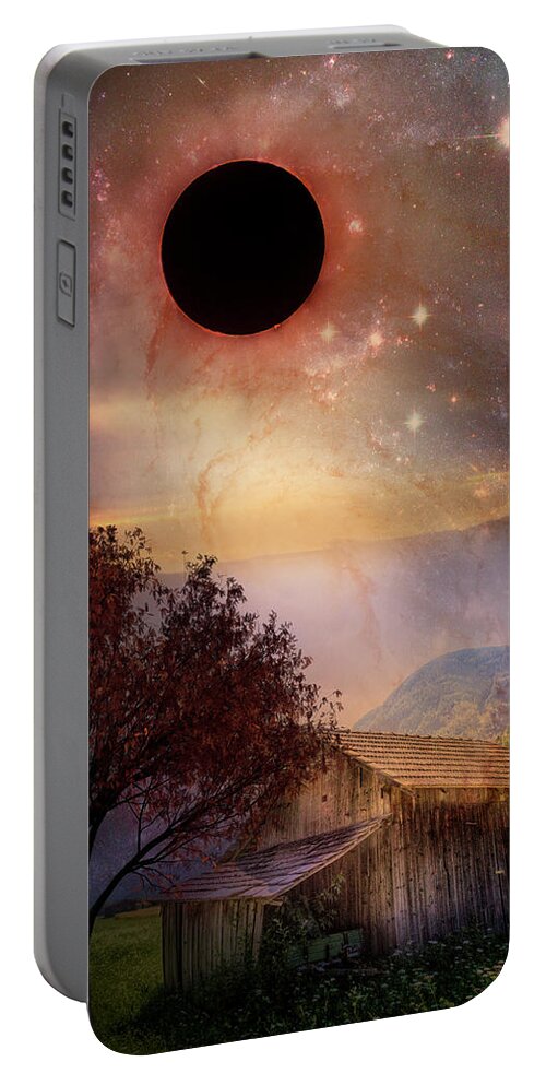 Appalachia Portable Battery Charger featuring the photograph Total Eclipse of the Sun Barn Art by Debra and Dave Vanderlaan
