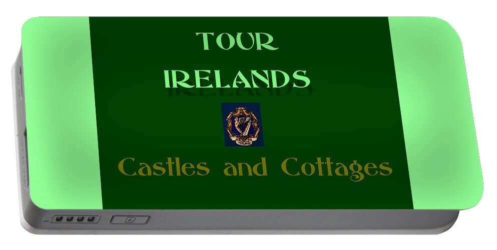  Portable Battery Charger featuring the painting Tour Irelands.... Castles and Cottages by Val Byrne