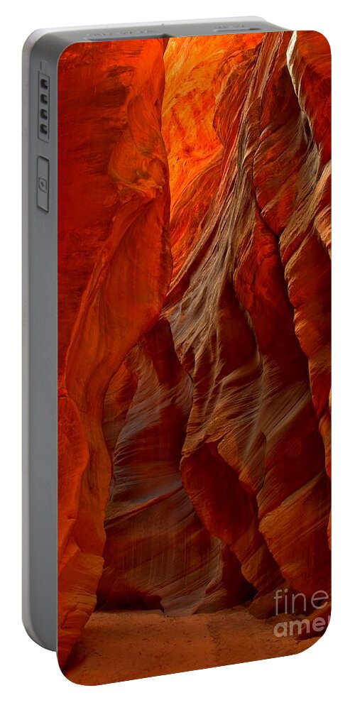 Slot Canyon Portable Battery Charger featuring the photograph Towering Fiery Walls by Adam Jewell