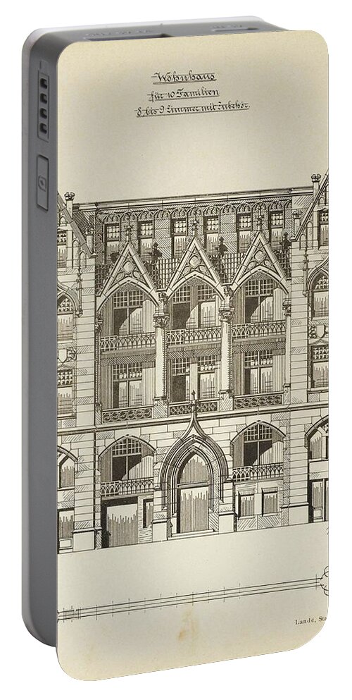 Land Portable Battery Charger featuring the painting Town and country houses by Richard