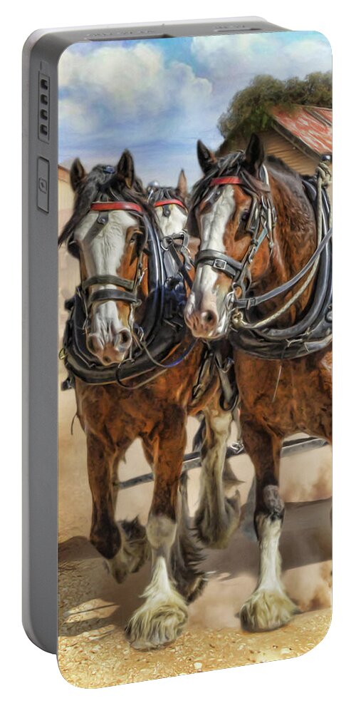 Clydesdale Portable Battery Charger featuring the digital art Town Day by Trudi Simmonds
