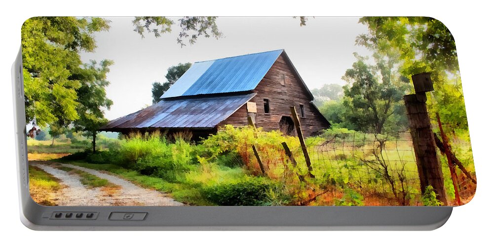 Landscape Portable Battery Charger featuring the painting Townville Barn by Lynne Jenkins