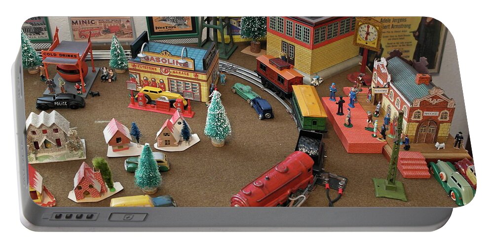 Toys Portable Battery Charger featuring the photograph Toytown - Train Set Overview by Michele Myers