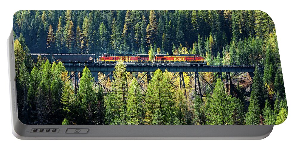 Locomotive Portable Battery Charger featuring the photograph Train Coming Through by Todd Klassy