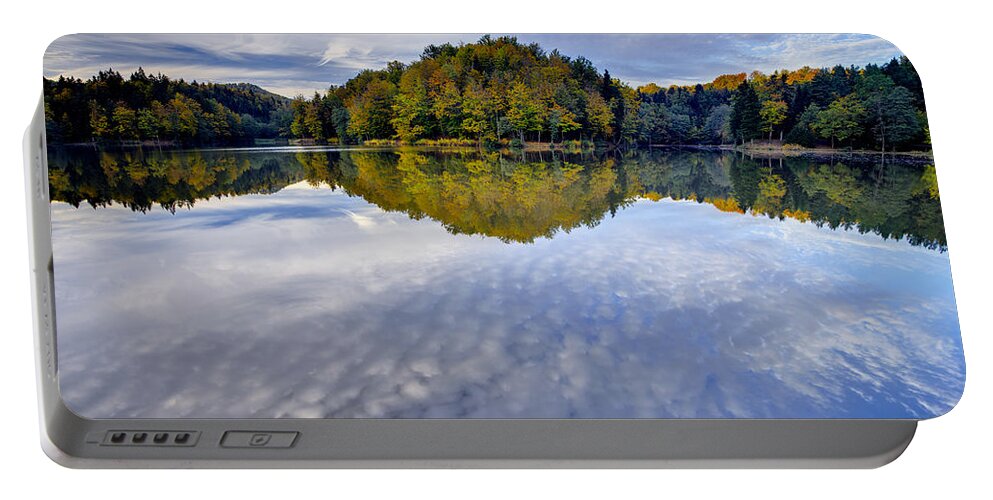 Nature Portable Battery Charger featuring the photograph Trakoscan lake in autumn by Ivan Slosar