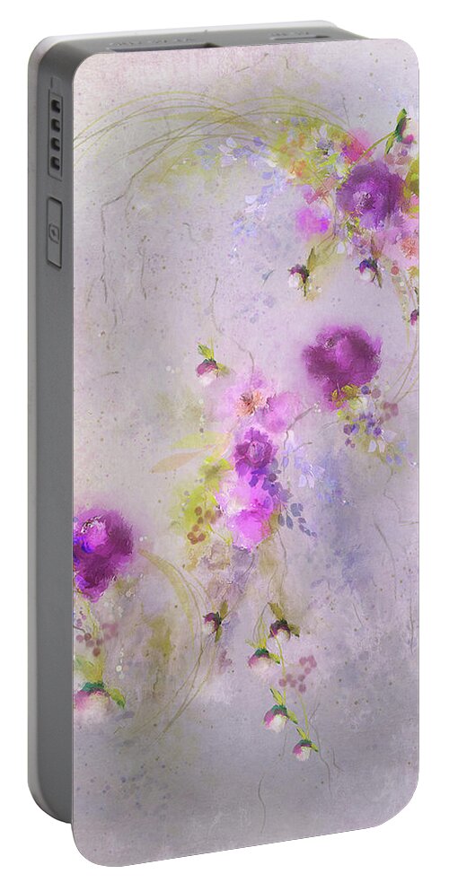 Lavender Portable Battery Charger featuring the mixed media Tranquility by Colleen Taylor