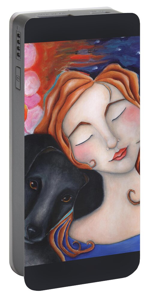 Woman Portable Battery Charger featuring the painting Tranquility by Deb Harvey