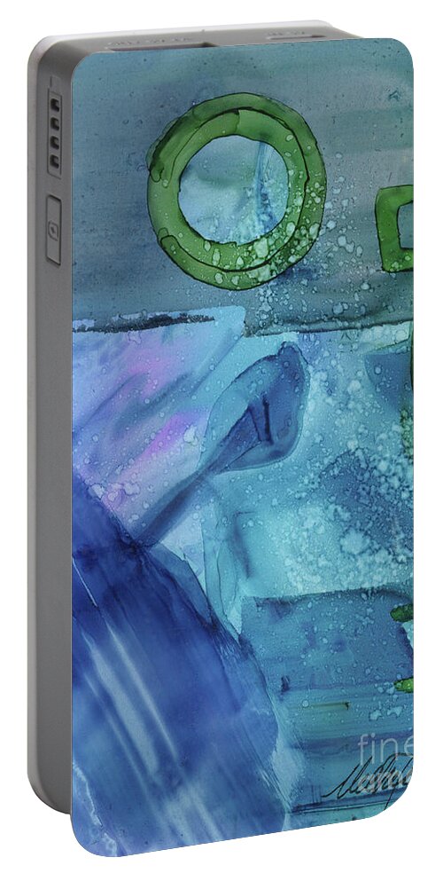 Abstract Portable Battery Charger featuring the painting Tranquility by Vicki Baun Barry