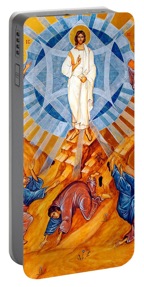 Jerusalem Portable Battery Charger featuring the painting Transfiguration of Christ by Munir Alawi