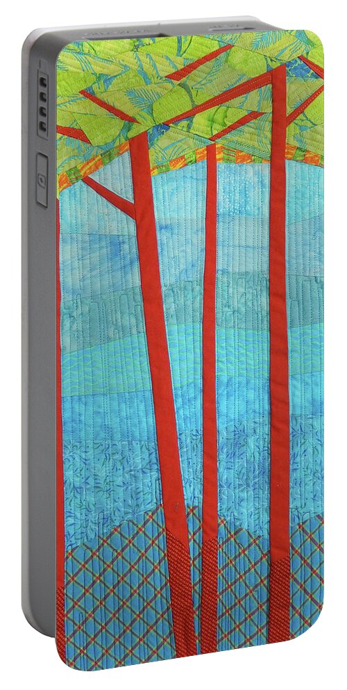 Tree Portable Battery Charger featuring the tapestry - textile Transitions 1 by Linda Beach