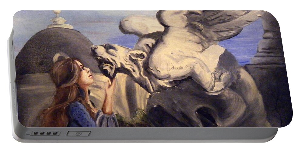 Woman Portable Battery Charger featuring the painting Trapped Souls by Scarlett Royale