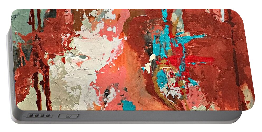 Abstract Portable Battery Charger featuring the painting Traveler by Mary Mirabal