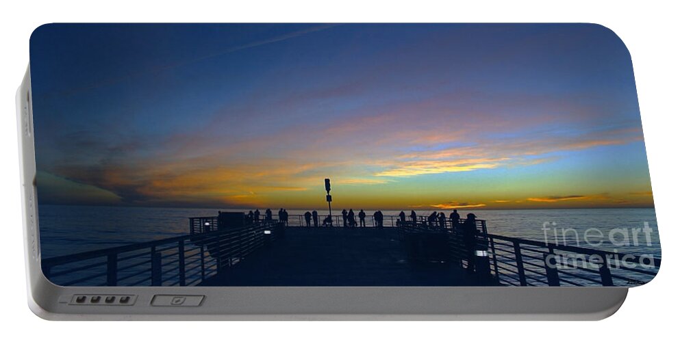 Sea Portable Battery Charger featuring the photograph Treasure Coast Florida Sunrise Seascape Pier B6 by Ricardos Creations