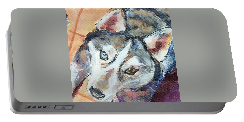  Portable Battery Charger featuring the painting Treat Time by Judy Rogan