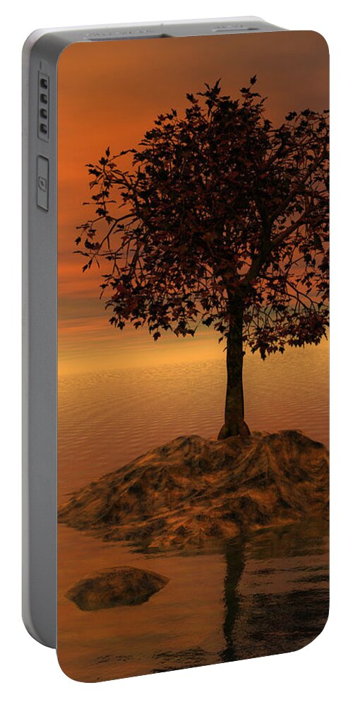 Tree Portable Battery Charger featuring the digital art Tree at Sunset by Judi Suni Hall