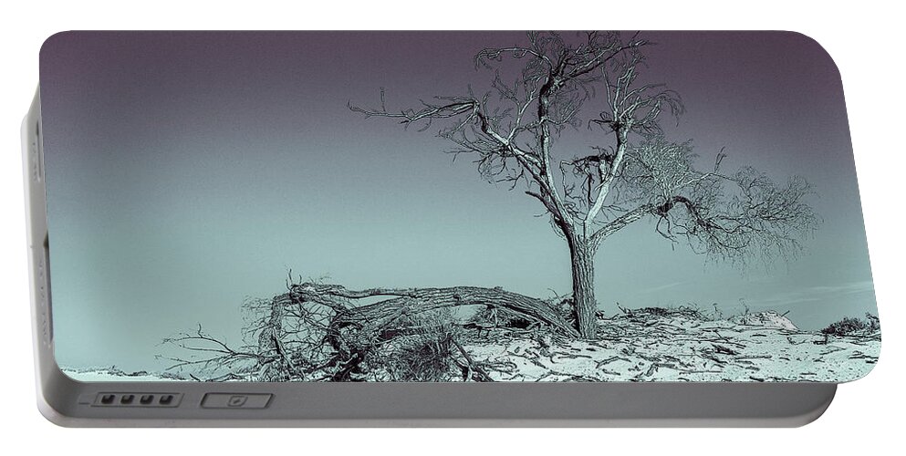 Monument Portable Battery Charger featuring the photograph Tree at White Sands, New Mexico by Roslyn Wilkins