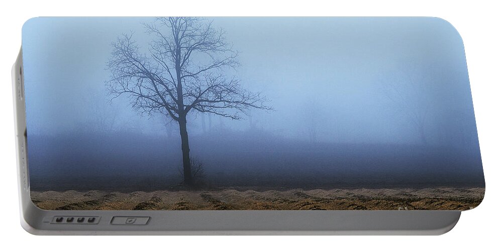 Tree Portable Battery Charger featuring the photograph Tree in Fog 9954 by Steve Somerville