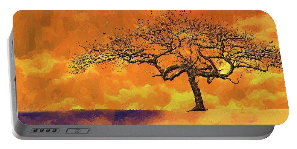 'abstracts Plus' Collection By Serge Averbukh Portable Battery Charger featuring the digital art Tree of Life - Golden Fog by Serge Averbukh