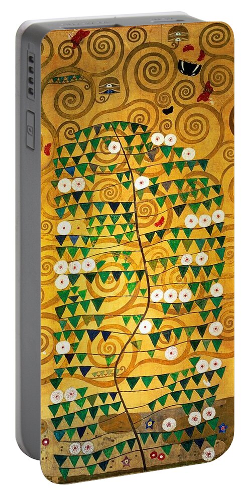 Gustav Klimt Portable Battery Charger featuring the painting Tree of Life Stoclet Frieze by Gustav Klimt