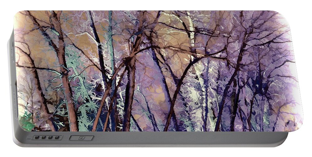 Abstract Trees Portable Battery Charger featuring the digital art Trees are Poems That the Earth Writes Upon the Sky by OLena Art