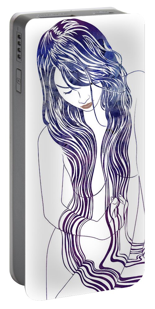 Woman Portable Battery Charger featuring the digital art Tresses II by Stevyn Llewellyn