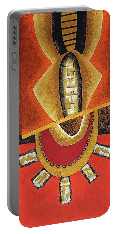 African Portable Battery Charger featuring the painting Tribal Man by Michael Nene