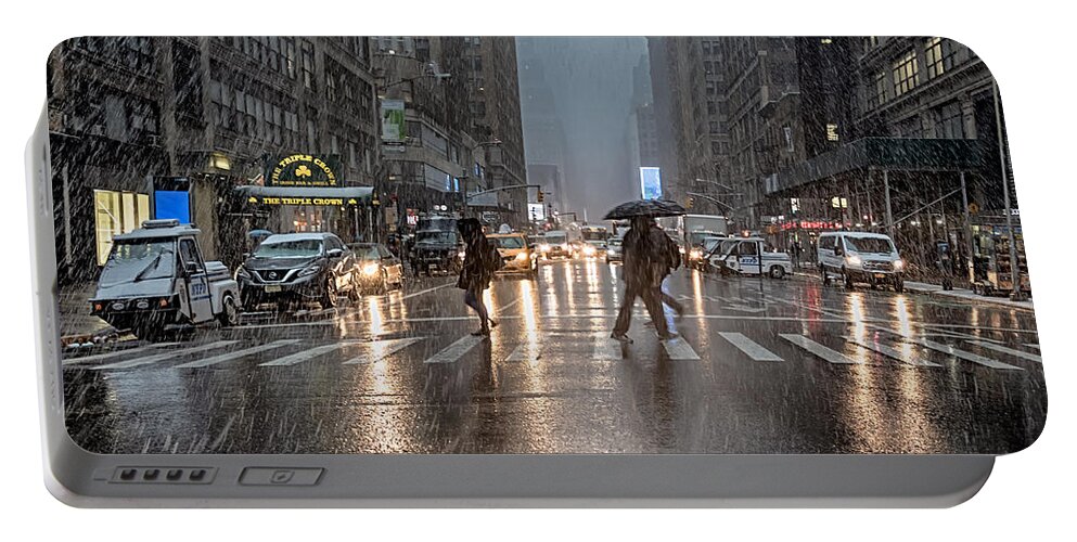 Snowstorm Portable Battery Charger featuring the photograph Triple Crown by Alison Frank