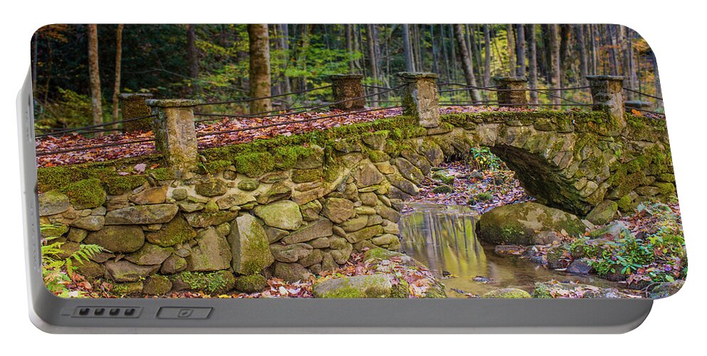 Troll Bridge Portable Battery Charger featuring the photograph Troll Bridge at Elkmont by Peg Runyan