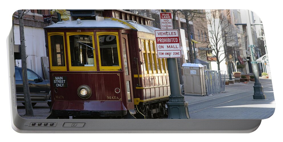 Trolley Portable Battery Charger featuring the photograph Trolley - Memphis by DArcy Evans