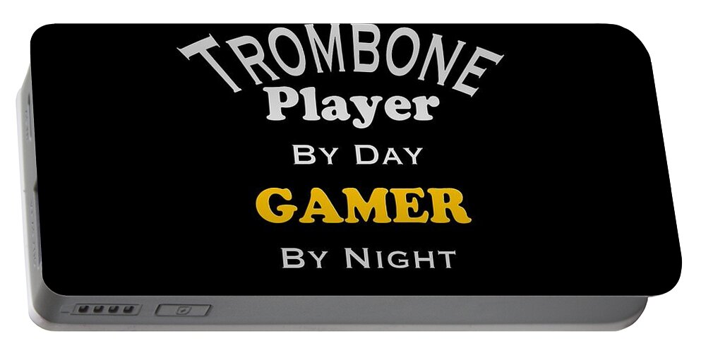 Trombone Player By Day Gamer By Night; Trombone; Orchestra; Band; Jazz; Trombone Tromboneian; Instrument; Fine Art Prints; Photograph; Wall Art; Business Art; Picture; Play; Student; M K Miller; Mac Miller; Mac K Miller Iii; Tyler; Texas; T-shirts; Tote Bags; Duvet Covers; Throw Pillows; Shower Curtains; Art Prints; Framed Prints; Canvas Prints; Acrylic Prints; Metal Prints; Greeting Cards; T Shirts; Tshirts Portable Battery Charger featuring the photograph Trombone Player By Day Gamer By Night 5627.02 by M K Miller