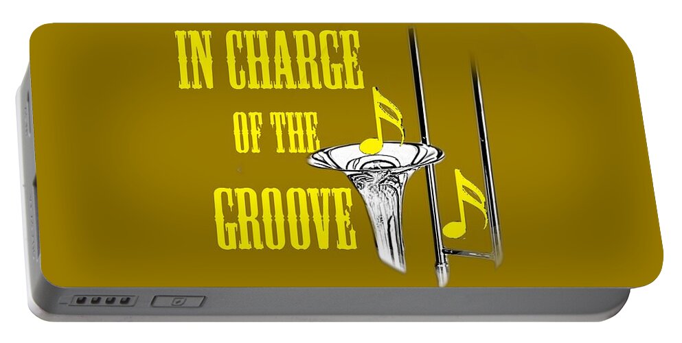 Trombone In Charge Of The Groove; Trombone; Orchestra; Band; Jazz; Trombone Musician; Instrument; Fine Art Prints; Photograph; Wall Art; Business Art; Picture; Play; Student; M K Miller; Mac Miller; Mac K Miller Iii; Tyler; Texas; T-shirts; Tote Bags; Duvet Covers; Throw Pillows; Shower Curtains; Art Prints; Framed Prints; Canvas Prints; Acrylic Prints; Metal Prints; Greeting Cards; T Shirts; Tshirts Portable Battery Charger featuring the photograph Trombones In Charge of the Groove 5534.02 by M K Miller