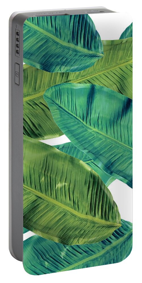 Tropical Leaves.nature Design Portable Battery Charger featuring the painting Tropical Leaves 7 by Mark Ashkenazi