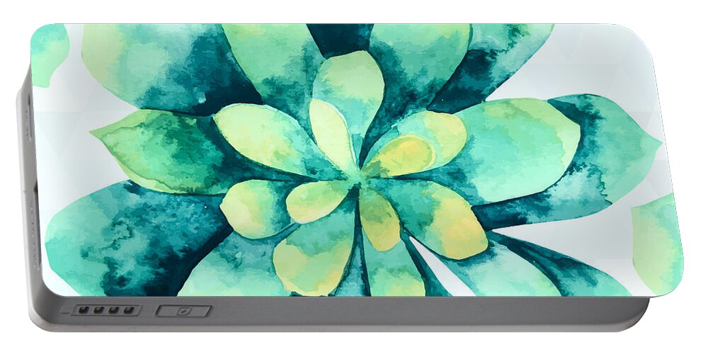 Summer Portable Battery Charger featuring the painting Tropical Flower by Mark Ashkenazi